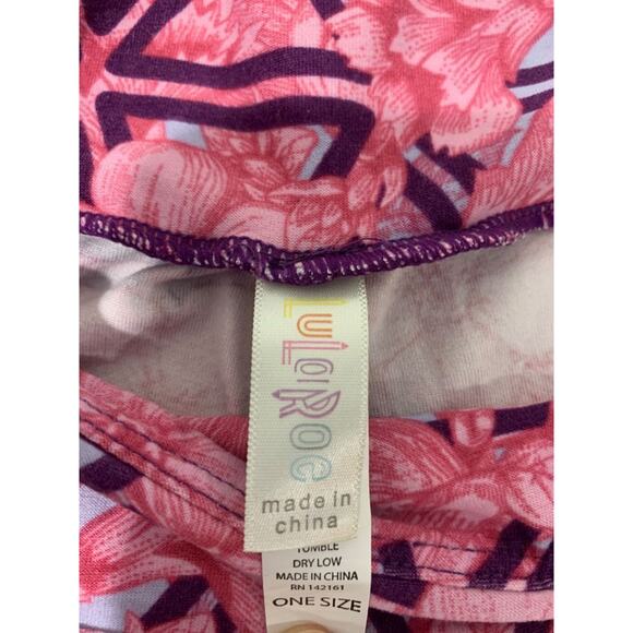 One Size LulaRoe Womens Leggings 3 Pair Assorted Purple Black Floral - Picture 5 of 8